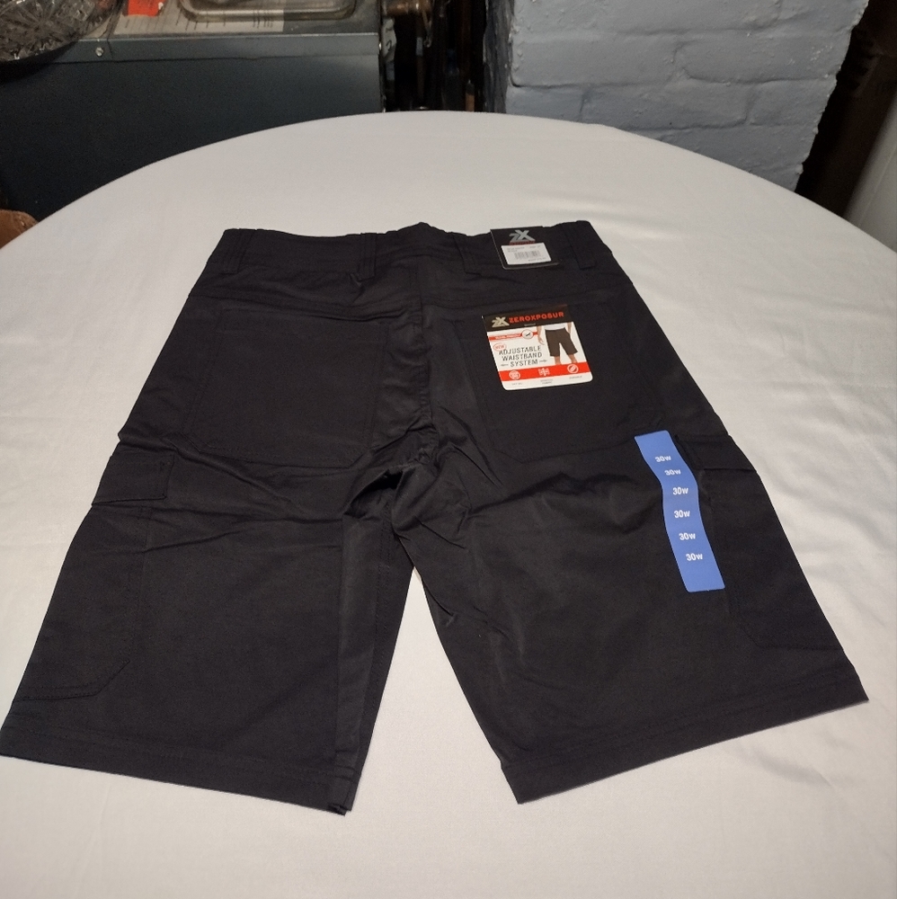 ZeroXposur Black Ryder Belted Travel Adjustable Waistband  Cargo Shorts